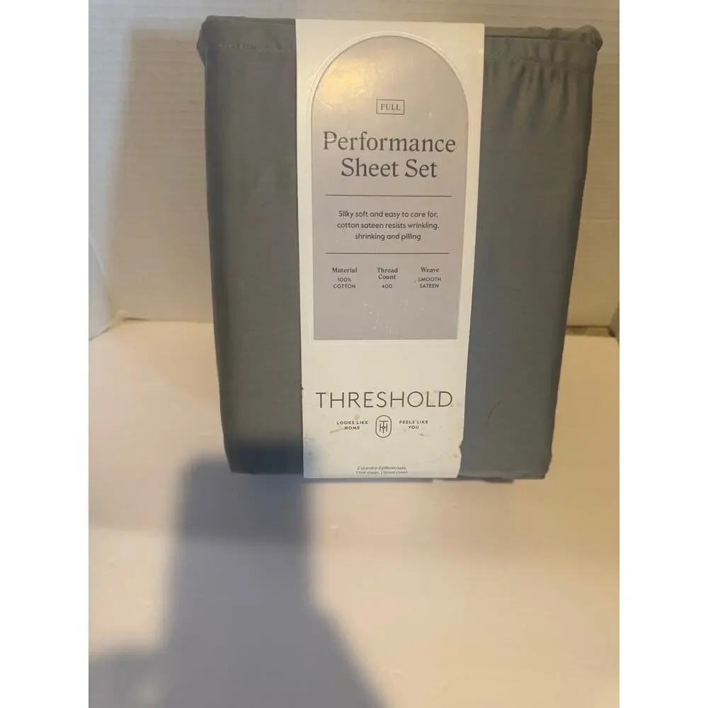 Solid Performance 400 Thread Count Sheet Set Threshold Gray full size100% cotton